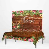 Allenjoy Aloha Luna Hawaii  Wooden Backdrop and Tablecloth - Allenjoystudio