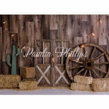 Allenjoy Wooden Western Cowboy Cactus Background Designed by Panida Phillips - Allenjoystudio