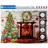 Allenjoy Xmas Christmas Backdrop White Brick Wall Warm Fireplace Tree  Trojan Horse Hand-Painted for Family Children Photoshoot - Allenjoystudio