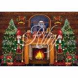 Allenjoy Xmas Christmas Fireplace Nutcracker Backdrop