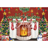 Allenjoy Xmas Christmas Fireplace Red Hand-Painted Backdrop