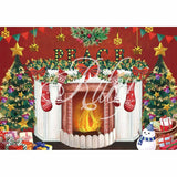 Allenjoy Xmas Christmas Fireplace Red Hand-Painted Backdrop - Allenjoystudio