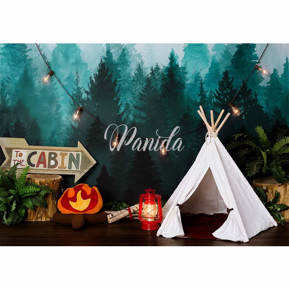Allenjoy Forest Camping Tent Campfire Backdrop Designed by Panida Phillips - Allenjoystudio