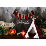 Allenjoy Forest Camping Tent Campfire 1st Birthday Cakesmash Backdrop